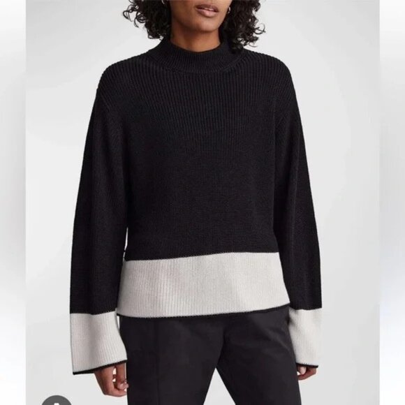 Varley Panama Knit Pullover Sweater Black/White size small Crew Knit NWT - Picture 2 of 5